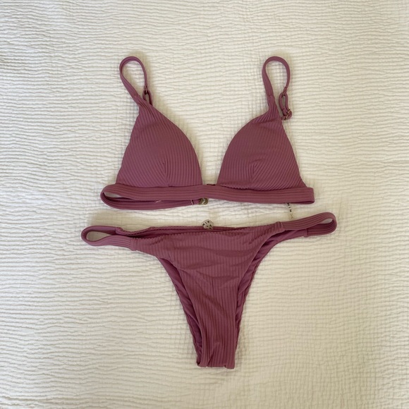 Vitamin A Bikini Set (XS top | S bottom) - Rose Rib - Picture 1 of 5